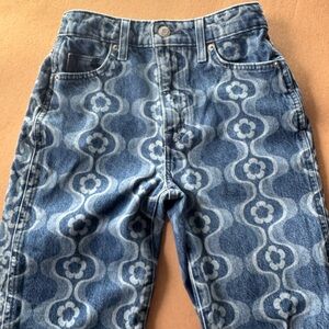 Aritzia Blue Floral Patterned Skinny Jeans